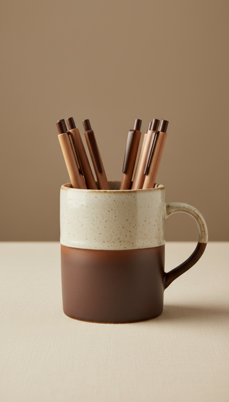 Ceramic Coffee Cup Pen Holder